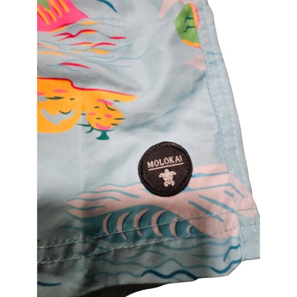 Molokai Shorts Mens Size Large WATERMELON HAWAIIAN SWIM TRUNKS LINED DRAWSTRING - Picture 3 of 4